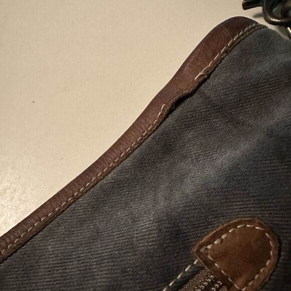 Myra Bag Burnt Sienna Upcycled Canvas Cotton & Leather Shoulder Crossbody Bag - Picture 7 of 14